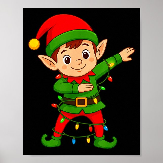 Dabbing Elf Shirt Costume Christmas Squad Men Boy  Poster (Front)