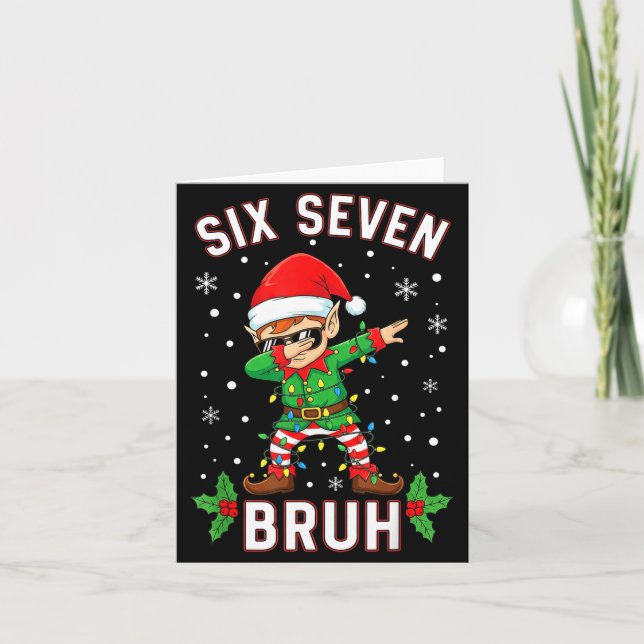 Dabbing Elf Six Seven Bruh Christmas 67 Meme Xmas  Card (Front)