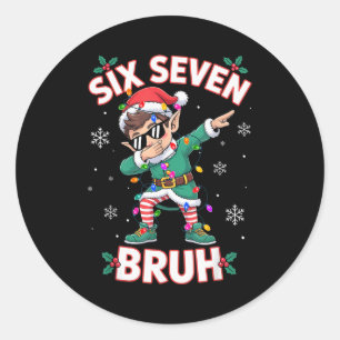Dabbing Elf Six Seven Bruh Christmas 67 Meme Xmas Classic Round Sticker