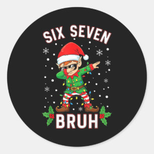 Dabbing Elf Six Seven Bruh Christmas 67 Meme Xmas Classic Round Sticker