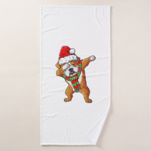 Dabbing English Bulldog Santa Christmas Gifts Kids Bath Towel