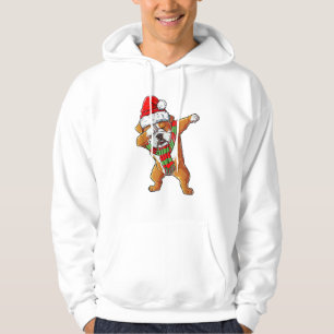 Dabbing English Bulldog Santa Christmas Gifts Kids Hoodie