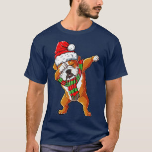 Dabbing English Bulldog Santa Christmas kids Gifts T-Shirt