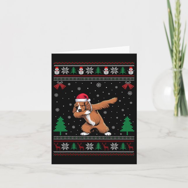 Dabbing Er Spaniel Dog Santa Hat Boys Girls Christ Card (Front)