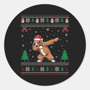 Dabbing Er Spaniel Dog Santa Hat Boys Girls Christ Classic Round Sticker