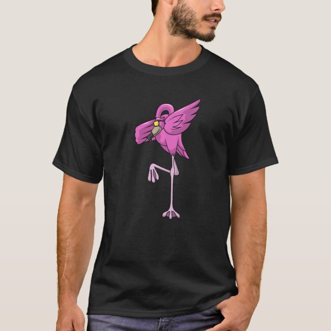 Dabbing Flamingo Wearing Sunglasses Dab Dance Girl T-Shirt (Front)
