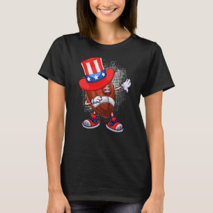 Dabbing Football Ball & Uncle Sam Hat American 4th T-Shirt