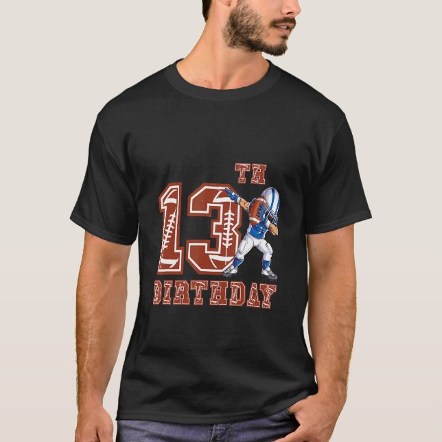 Dabbing Football Boy 13th Birthday 13 Year Old Boy T-Shirt (Front)