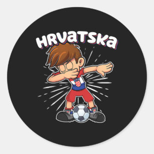 Dabbing Footll Soccer Boy Croatia Jersey Hrvatska Classic Round Sticker