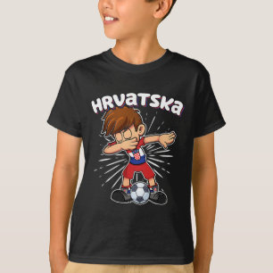 Dabbing Footll Soccer Boy Croatia Jersey Hrvatska  T-Shirt