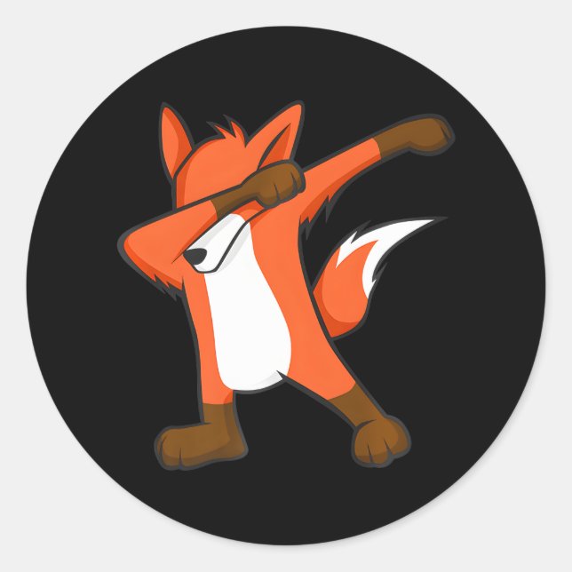 Dabbing Fox Cute Hip Hop Dab Dance Classic Round Sticker (Front)