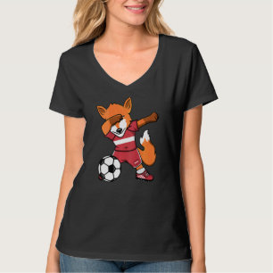 Dabbing Fox Latvia Soccer Fans Jersey Latvian Foot T-Shirt
