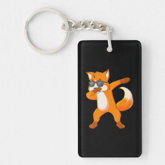 Dabbing Fox Wearing Sunglasses Dab Dance Key Ring