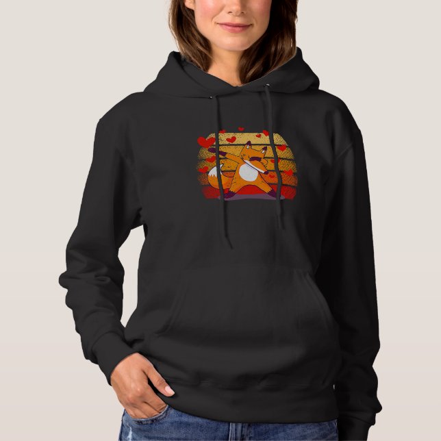 Dabbing Fox  Wild Heart Valentine's Day Dab Dance Hoodie (Front)