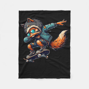 Dabbing Fox Wolf Halloween Trick Or Treat Boys Men Fleece Blanket