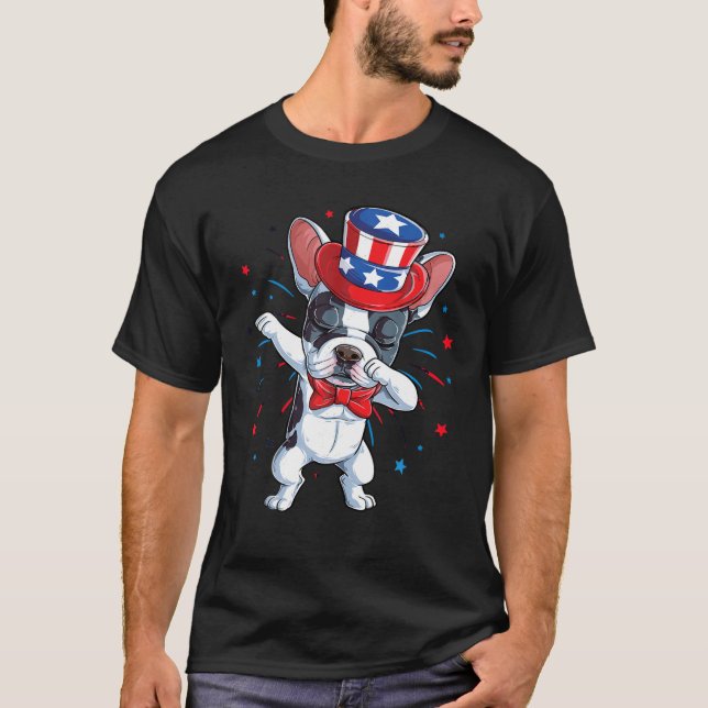 Dabbing French Bulldog 4th of July T shirt Men USA (Front)