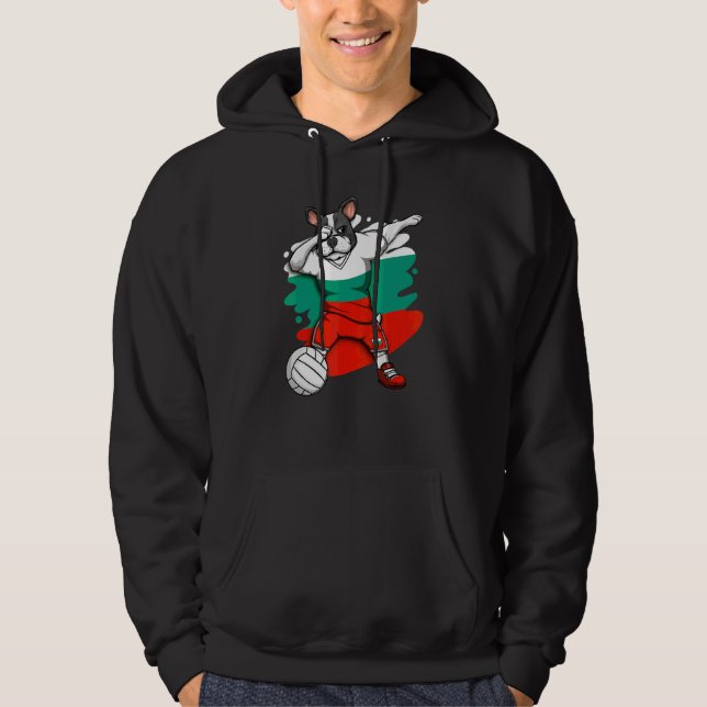 Dabbing French Bulldog Bulgaria Volleyball Fan Jer Hoodie (Front)