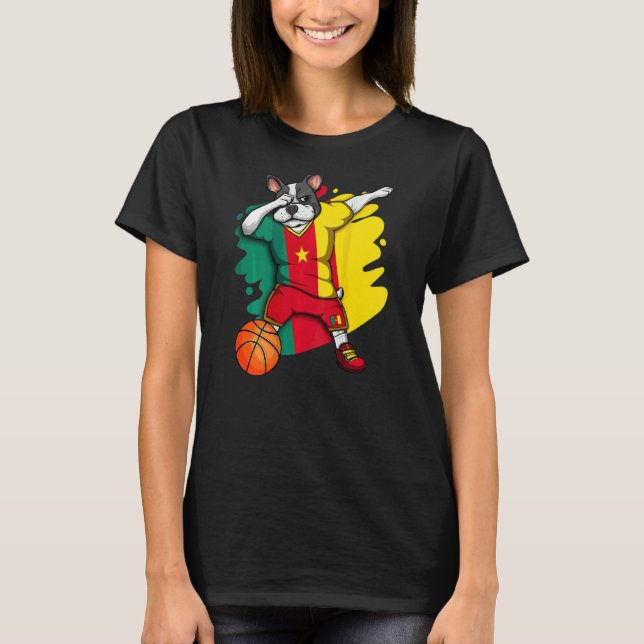 Dabbing French Bulldog Cameroon Basketball Fan Jer T-Shirt (Front)