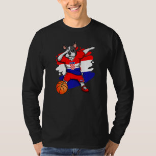 Dabbing French Bulldog Croatia Basketball Fan Jers T-Shirt