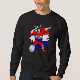 Dabbing French Bulldog Croatia Volleyball Fan Jers Sweatshirt
