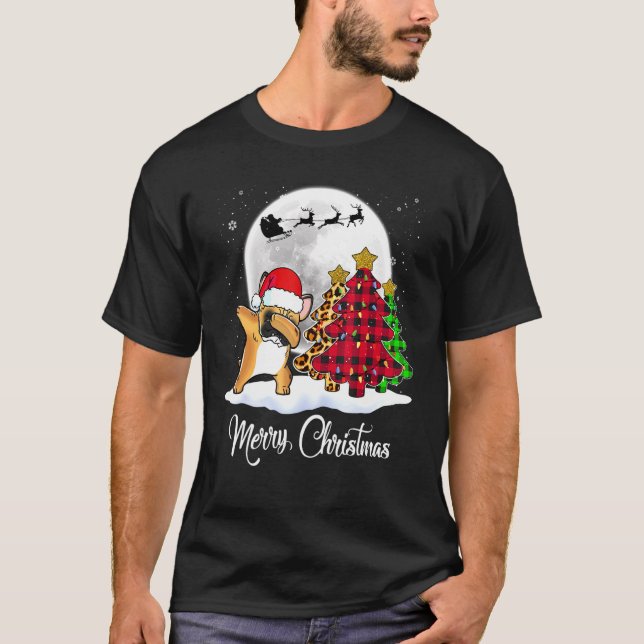 Dabbing French Bulldog Dab Dog Christmas Tree Xmas T-Shirt (Front)