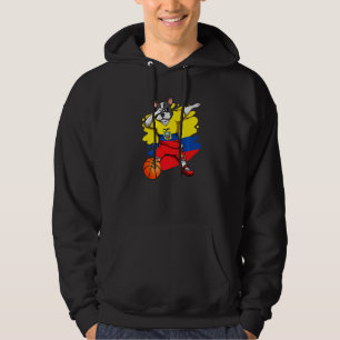 Dabbing French Bulldog Ecuador Basketball Fan Jers Hoodie