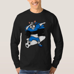 Dabbing French Bulldog Estonia Soccer Fans Jersey T-Shirt