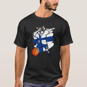 Dabbing French Bulldog Finland Basketball Fan Jers T-Shirt