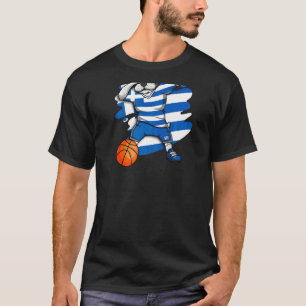 Dabbing French Bulldog Greece Basketball Fan Jerse T-Shirt