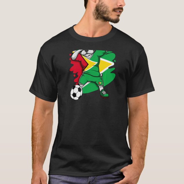 Dabbing French Bulldog Guyana Soccer Fans Jersey F T-Shirt (Front)