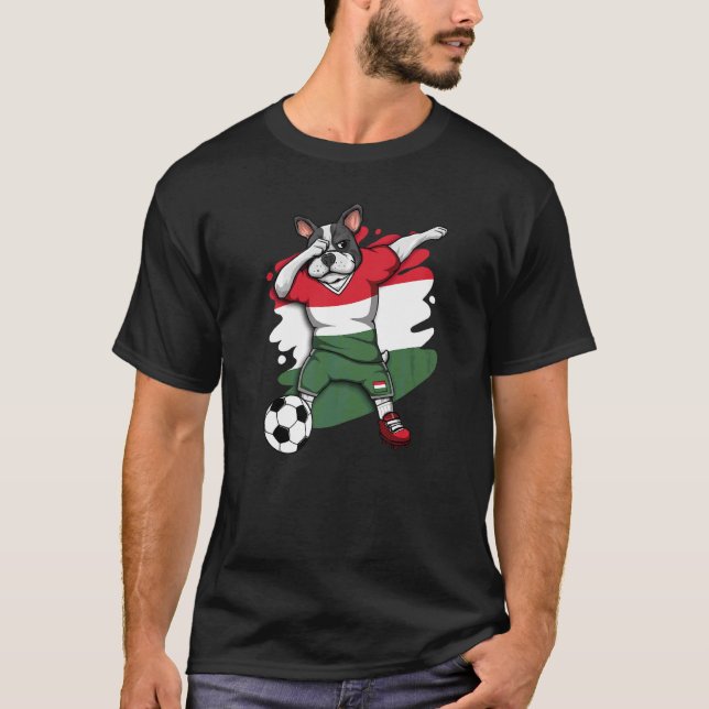 Dabbing French Bulldog Hungary Soccer Fans Jersey  T-Shirt (Front)