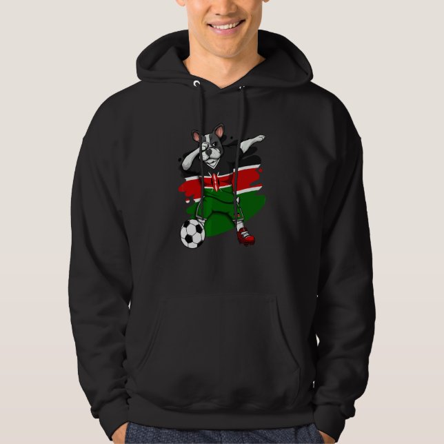Dabbing French Bulldog Kenya Soccer Fans Jersey Fo Hoodie (Front)