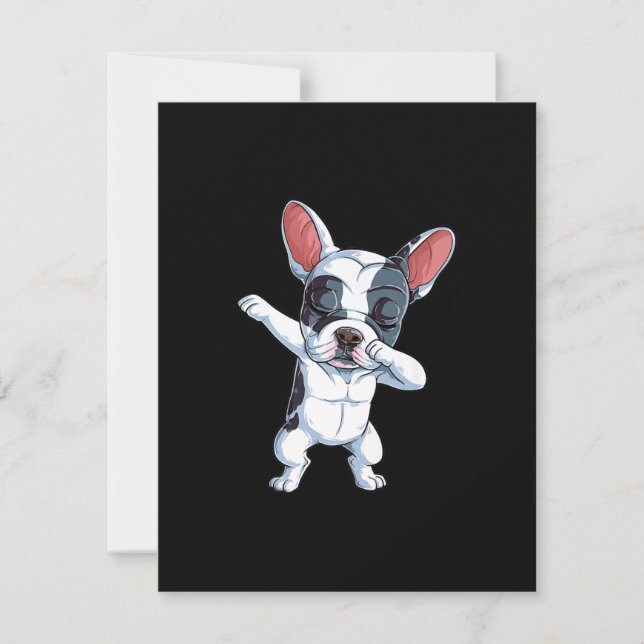 Dabbing French Bulldog Kids Boys Dog Lover Thank You Card (Front)