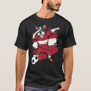 Dabbing French Bulldog Latvia Soccer Fans Jersey F T-Shirt