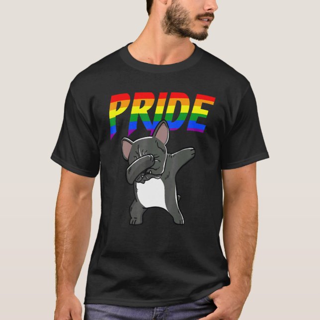 Dabbing French Bulldog Lesbian Gay Lgbt Pride T-Shirt (Front)