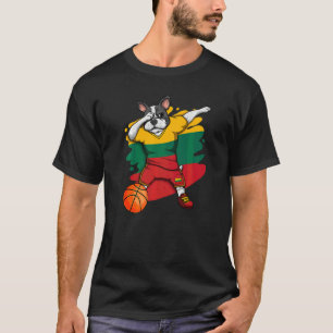 Dabbing French Bulldog Lithuania Basketball Fan Je T-Shirt