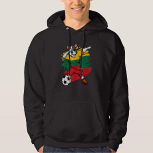 Dabbing French Bulldog Lithuania Soccer Fan Jersey Hoodie