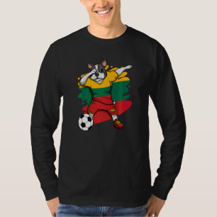 Dabbing French Bulldog Lithuania Soccer Fan Jersey T-Shirt