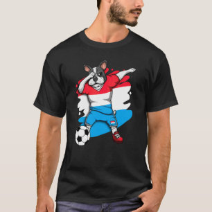 Dabbing French Bulldog Luxembourg Soccer Fan Jerse T-Shirt
