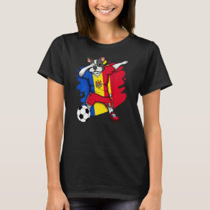 Dabbing French Bulldog Moldova Soccer Fans Jersey T-Shirt