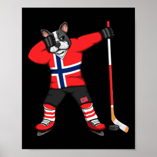 Dabbing French Bulldog Norway Ice Hockey Fans Jers Poster
