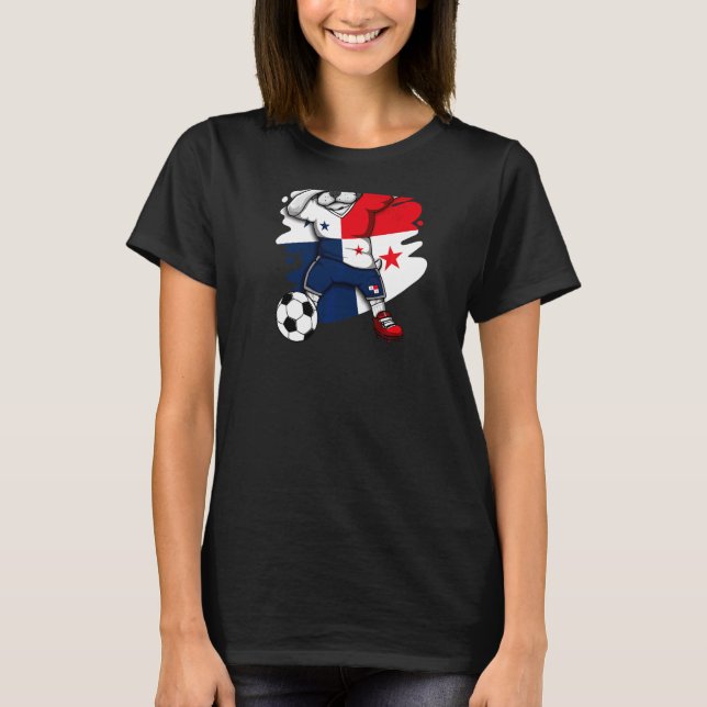 Dabbing French Bulldog Panama Soccer Fans Jersey F T-Shirt (Front)