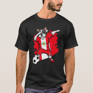 Dabbing French Bulldog Peru Soccer Fans Jersey Foo T-Shirt