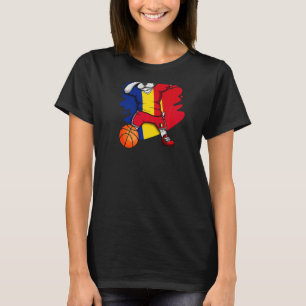 Dabbing French Bulldog Romania Basketball Fan Jers T-Shirt