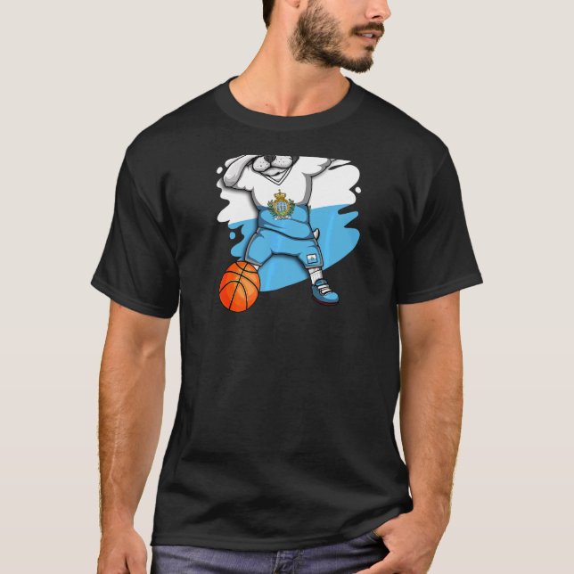 Dabbing French Bulldog San Marino Basketball Fan J T-Shirt (Front)