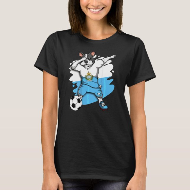 Dabbing French Bulldog San Marino Soccer Fan Jerse T-Shirt (Front)