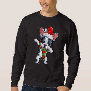 Dabbing French Bulldog Santa Christmas Kids Sweatshirt