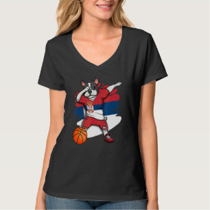 Dabbing French Bulldog Serbia Basketball Fan Jerse T-Shirt