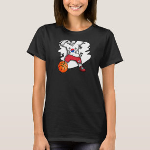 Dabbing French Bulldog South Korea Basketball Fan  T-Shirt