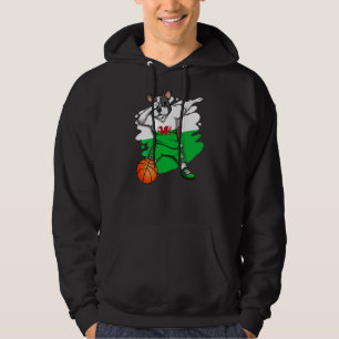 Dabbing French Bulldog Wales Basketball Fan Jersey Hoodie